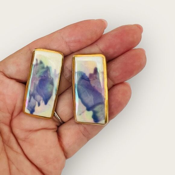 Painted porcelain earrings - Picture 2 of 4